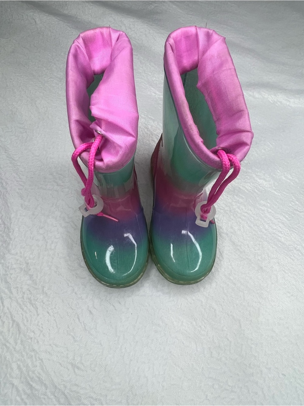 Jelly Beans Pink and Teal Ombre Kids Rain Boots